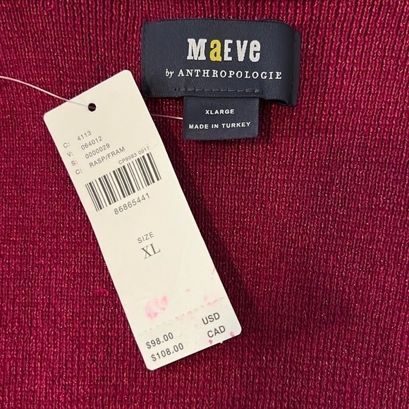 Maeve Anthropologie Square-Neck Bell-Sleeve Sweater in Pink Shimmer Size XL NWT - Picture 10 of 11